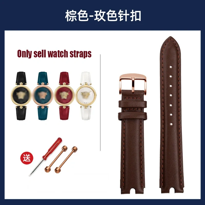 For VERSACE PALAZO Wristband Medusa Notched Genuine Leather Watch Band 18MM Women's Watch Strap VECQ00418/00118 Ladies Bracelet