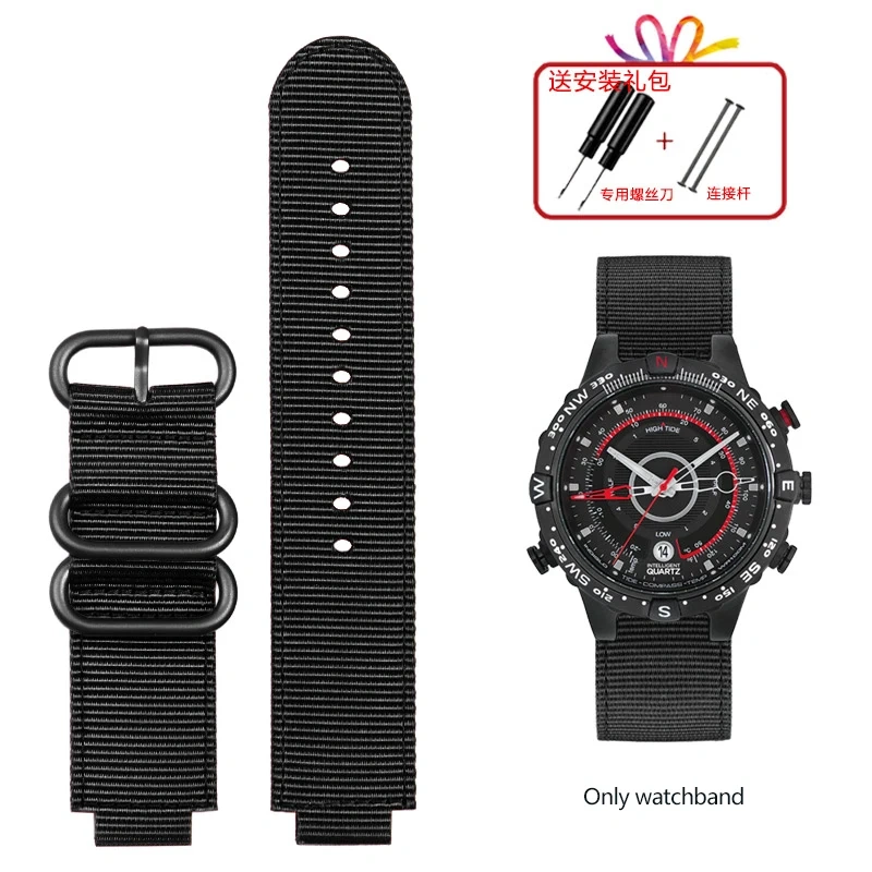For TIMEX Tide Canvas Convex Strap Male Compass Bracelet T2N721 T2N720 TW2T76500 TW2T76300 Nylon Watchband 24*16MM Wristband