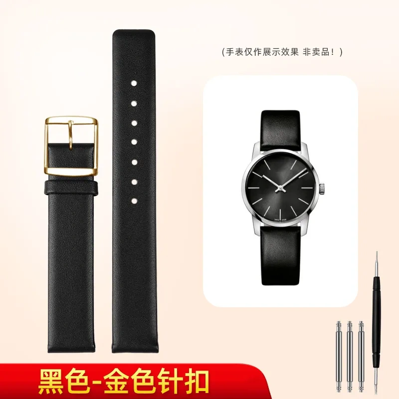 Ultra thin plain grain Watchband For CK Kevin Clay Small Women's Leather Watch with K7B216G6/K2G23620/K3P236G6 Men's Watch Strap