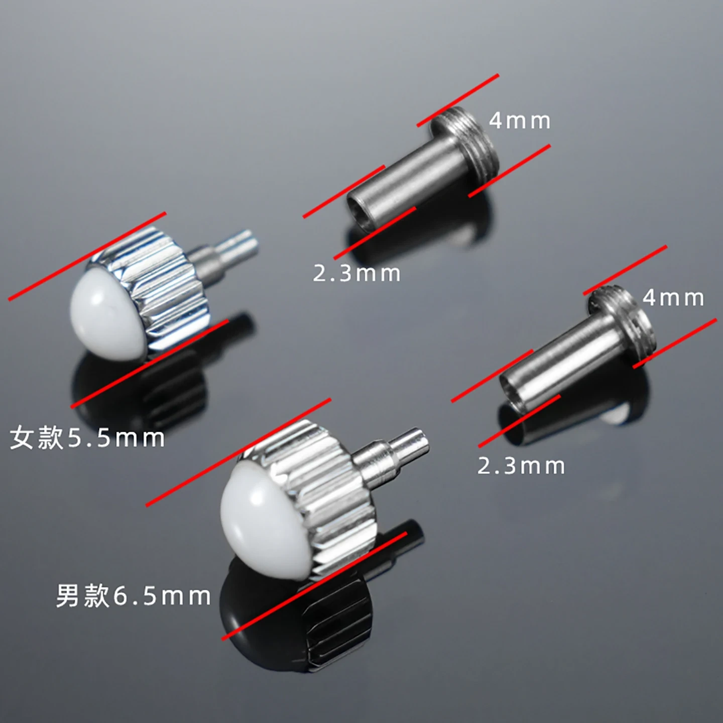 Ceramic Stainless steel Watch Crown For J12 Watch Men's 6.5 mm Women's 5.5 mm Crown Stem Replacement Parts for Quartz Watch