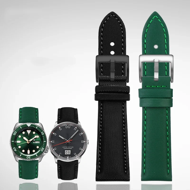 Quick release soft WatchBand For Mido Seiko Omega 20mm 21mm 22mm 23mm 24mm Nylon Leather Watch Strap Diving Men Canvas Bracelet