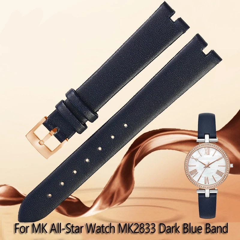 For MK MICHAEL KORS All-Star Strap 2833 2832 3669 High quality waterproof Notched Leather Watchband 14×12mm Women's Bracelet