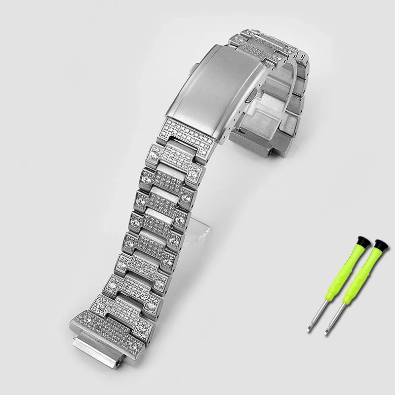 For Casio Watchband Advanced Retrofit Diamond Case Bracelet Stainless Steel WatchStrap DW5600/5610 GMW-B5000 Metal Wristband