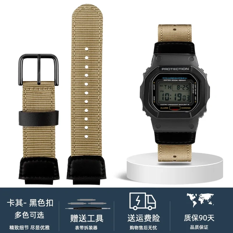 For Casio AE1200 AE1300 A158W/A168 W-216H Nylon Watch Strap convex mouth Outdoor sports Canvas Watchband Men's Bracelet 18MM