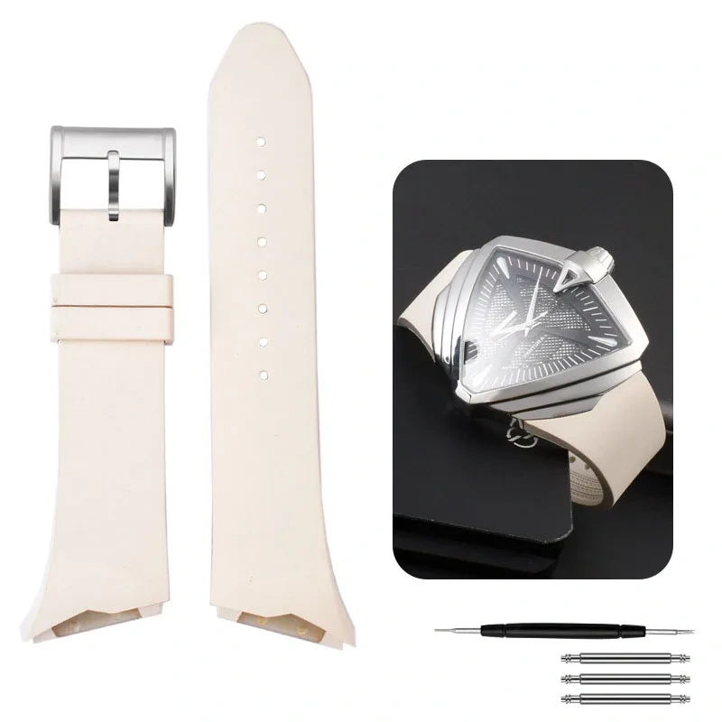 For Hamilton H24655331 H24615331 VENTURA Waterproof Silicone Watch Strap Inclined Rubber Black Men's Watchband 25mm Bracelet