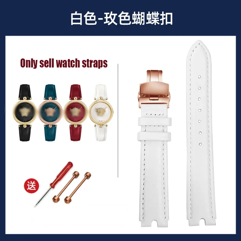 For VERSACE PALAZO Wristband Medusa Notched Genuine Leather Watch Band 18MM Women's Watch Strap VECQ00418/00118 Ladies Bracelet