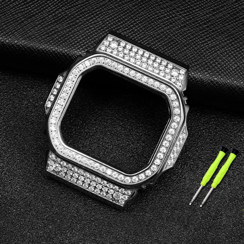 For Casio Watchband Advanced Retrofit Diamond Case Bracelet Stainless Steel WatchStrap DW5600/5610 GMW-B5000 Metal Wristband