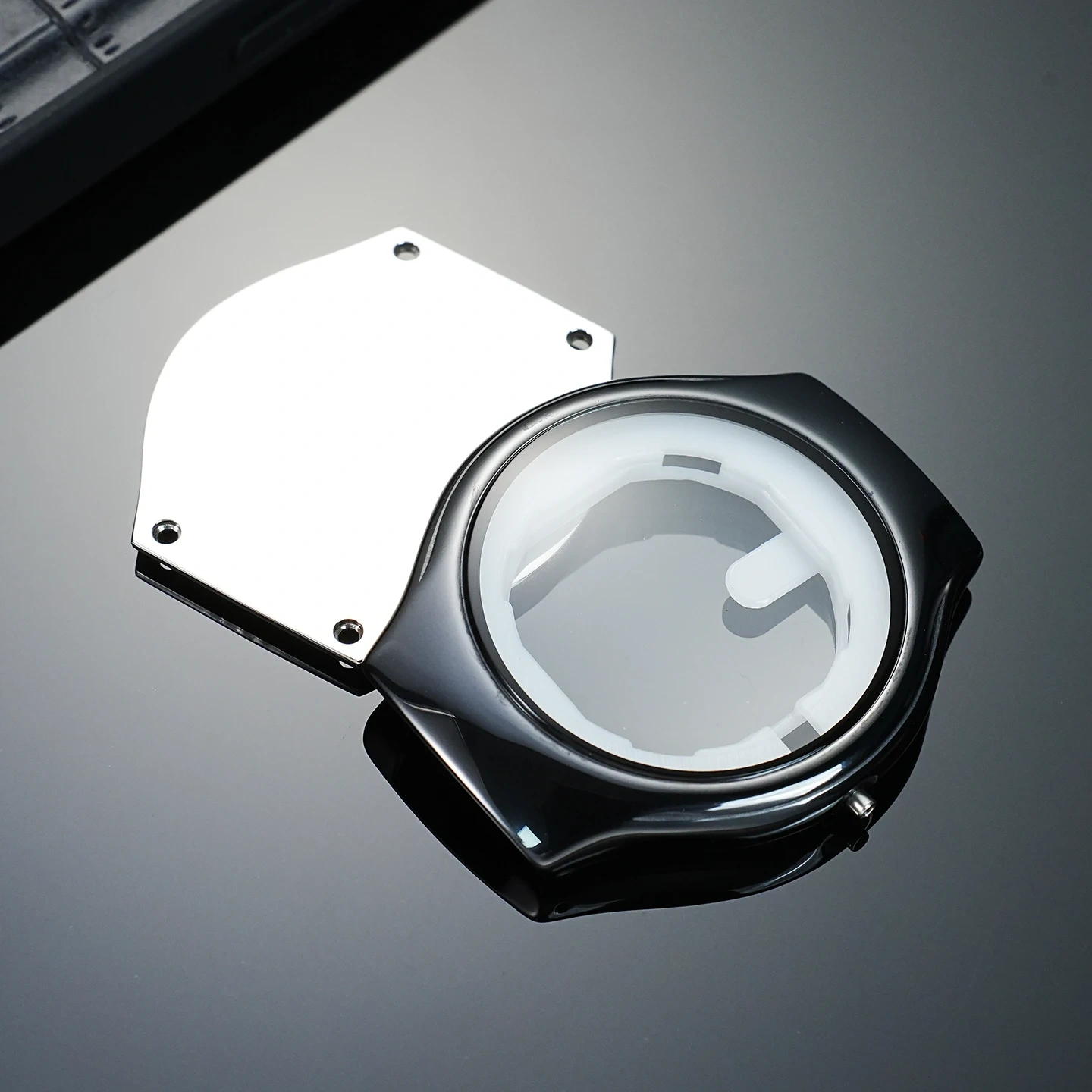 Compatible with RADO True series ceramic watch case middle replacement parts - High-gloss black and white watch case outer shell