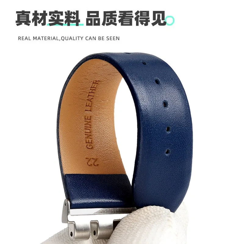 For Swatch YVS420 YVS454 YVS451 YVS400 404 Cow Leather Watch Strap Men and woman Cowhide Watchband Metal Adapter Bracelet 21MM