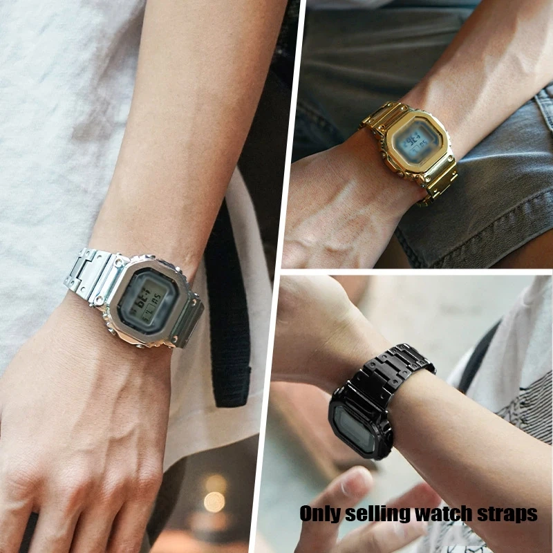 For Casio G-SHOCK Small Block GMW-B5000 Modified 316L Solid Stainless Steel Case Watch Band Accessories for Men Strap Watch Set