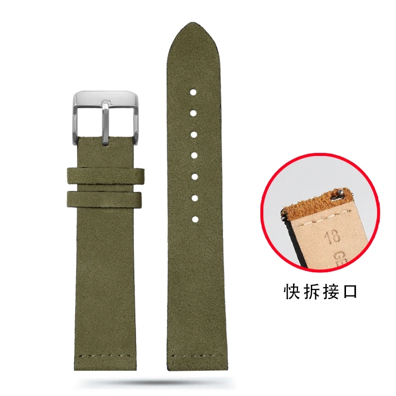 Suede Leather Quick Release Strap For Casio A159W-N1 A158WA A168 F91W Retro Square Watch 18mm Vintage Nubuck Replacement Band