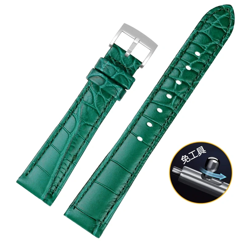 For Swarovski 5547642 5452498 5452501 551630 Watch Strap Green Water Ghost Women's Premium Leather Wristband 15MM 17MM Watchband