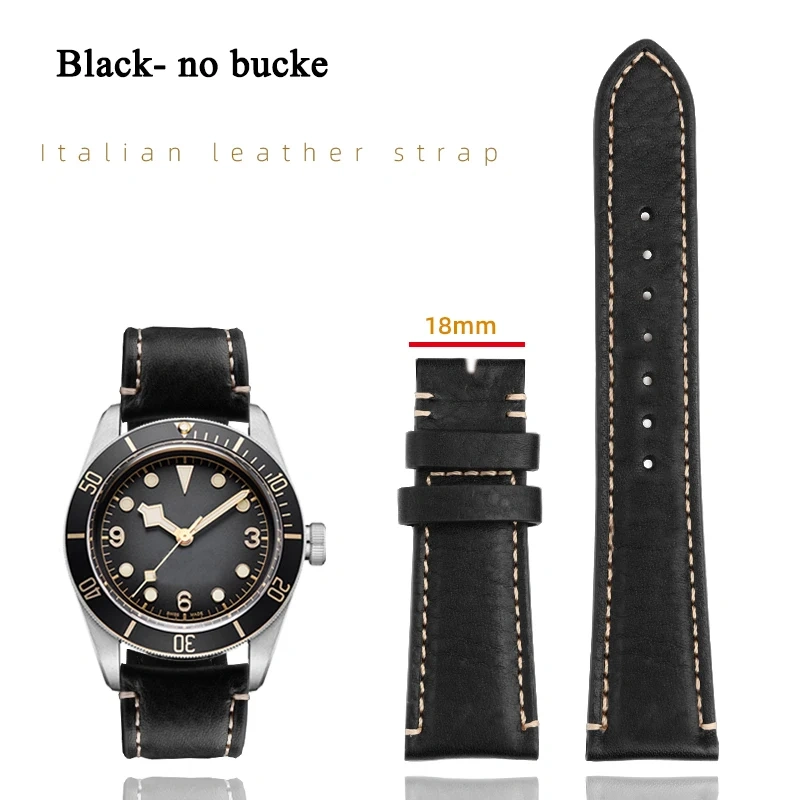 High Quality 22mm Strap Brown Vintage Retro Italy Genuine Leather Bracelet For Tudor Watch Band Butterfly Buckle Belt Wristband