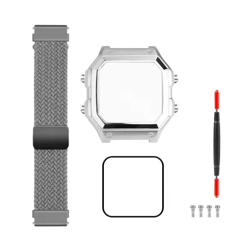For Casio AE1200 Modified Metal Watch Case Bracelet 304 Stainless Steel Watchband Case Men Woven Nylon Strap Waterproof ring