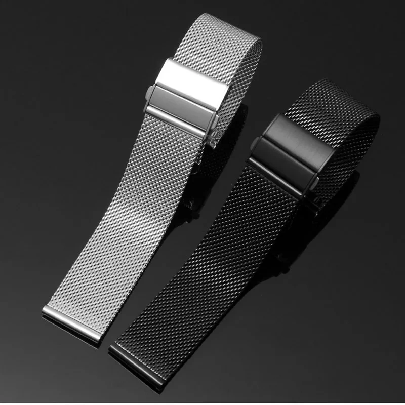 Mesh Milanese Watch Band Quick Release Stainless Steel Bracelet Adjustable Strap Folding Buckle for DW Watch 16mm 18mm 20mm 22mm