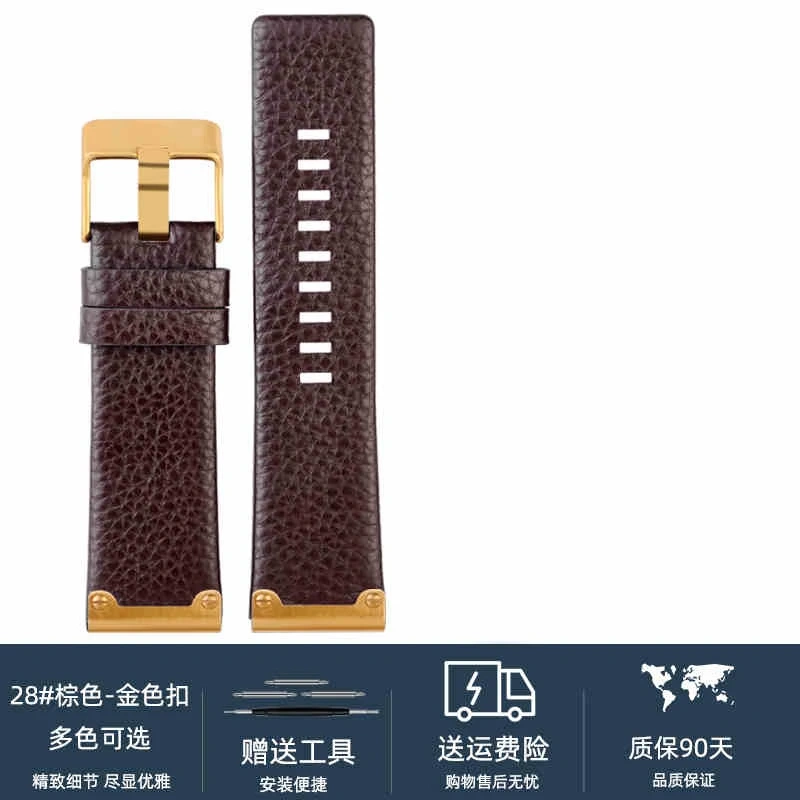 26mm High Quality Genuine Leather Watch Band For Diesel DZ4318 DZ4343 DZ4476 DZ4323 DZ4290 DZ4292 Series Men Vintage Watch strap