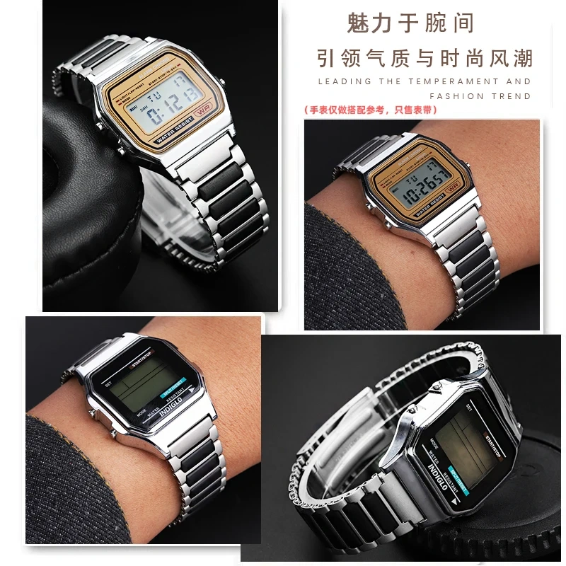 For Casio electronic watch AE-1200/1100 A158/159 AE1100 F91W W-216H Bracelet modified Watchband men's stainless steel strap 18mm