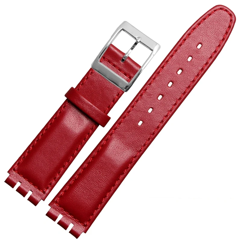 17mm 19MM Waterproof Bracelet For SWATCH High Quality Genuine Leather Watchband Men's and Women's Watch Chain Bump Mouth Strap
