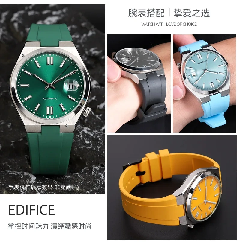 For Citizen ME Color Green Water Ghost NJ0150-81Z/X/E/L Raised Mouth Fluororubber Strap Men FKM Watchband 23*9mm VITON Baracelet
