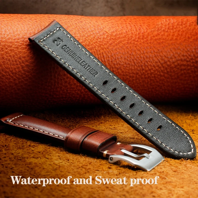 Thickened Italian Watchband For Panerai PAM111 PA441 PAM01661 Lumino Casio PRG-650 Leather Strap Vintage Watchband Bracelet 26mm