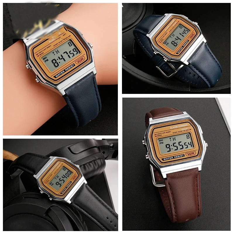 For Casio Vintage Leather Strap A158 A159 A169 F91W AE-1200  AE1300 SGW-300/400 AQ-150W Cowhide Watchband Men‘s Bracelet 18mm