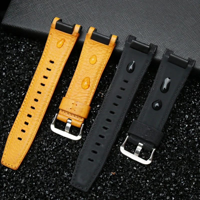 Nylon Leather Watchband For CASIO MTG-B1000 Watch Strap series modified Bracelet Concave Interface 26*13mm Black Wristband
