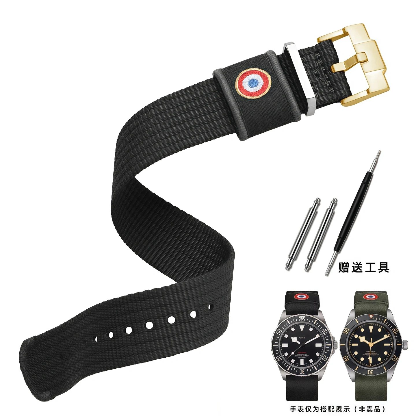 One-Piece Nylon watch Strap For Tudor Black Bay Red Flower Pelagos Breathable Sweatproof Sport Watch Band for Men 22mm