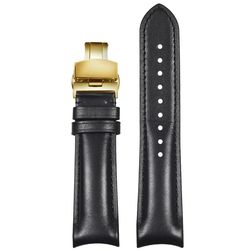 Curved End Leather Strap for Omega MoonSwatch Seamaster Speedmaster 20mm Release Genuine Leather Band accessories