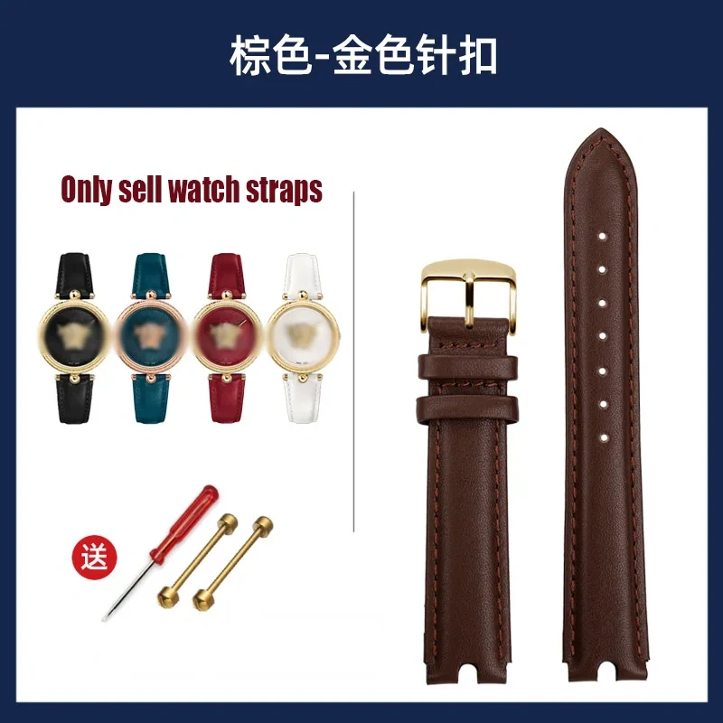 For VERSACE PALAZO Wristband Medusa Notched Genuine Leather Watch Band 18MM Women's Watch Strap VECQ00418/00118 Ladies Bracelet