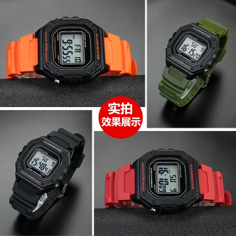 Resin Silicone Strap For Casio Watch Band SGW-300 SGW-300H/400/500 AE1200 AE1100 MRW-200 W218H Waterproof Rubber Sport Bracelet