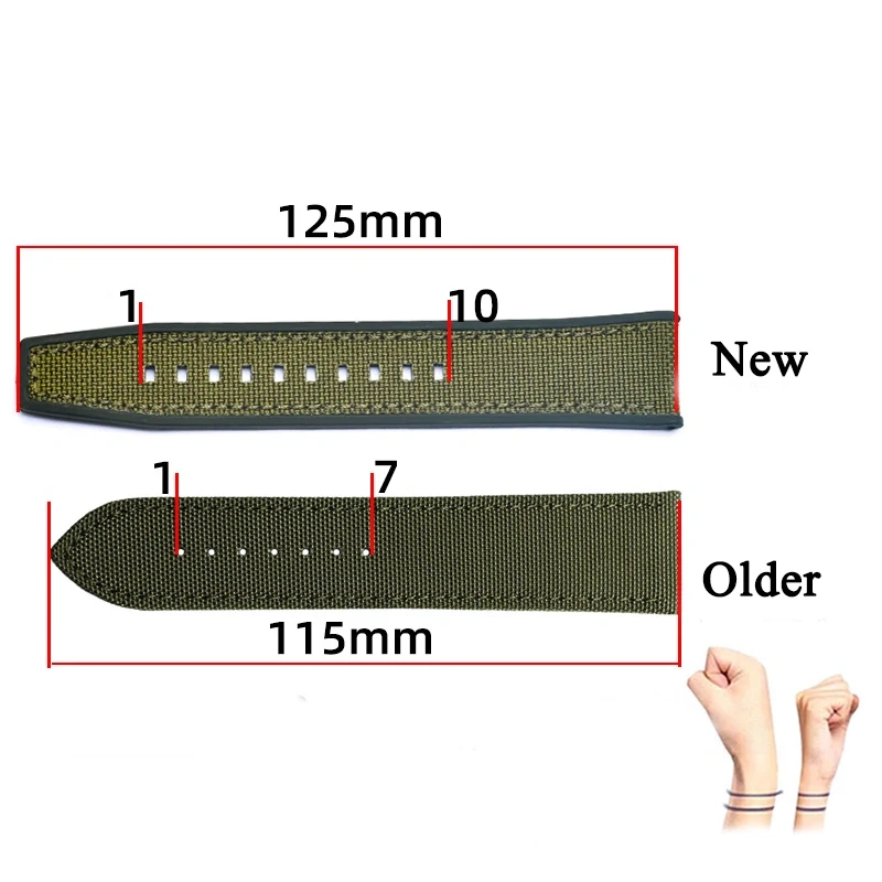 men's band For Timex Citizen AW5005 IWC Seiko Longines green nylon Rubber watchband leather cowhide silicone bottom watch strap
