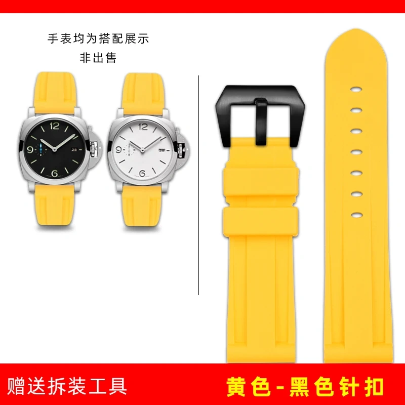 For Panerai Men's Watch PAM441/111 Watchband Fat Sea Sneak Lumino Waterproof Rubber Men Silicone Watch Strap 24mm 26mm Bracelet