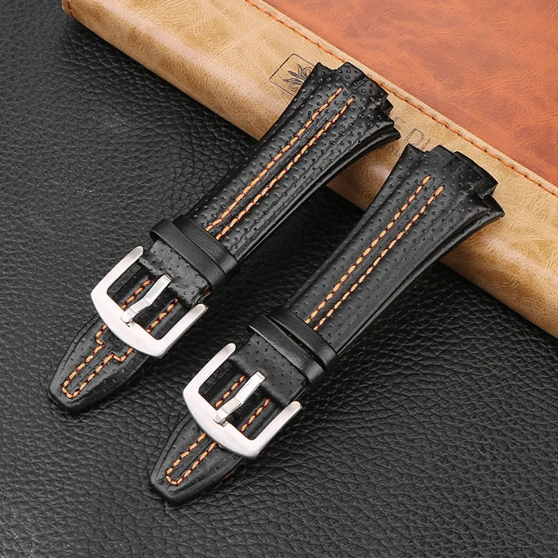 Genuine Leather Watchband Raised for Seiko sportura SNL029P2 SNL021P1 SNA595P2 SNL017P1 Watch Strap belt Men's Bracelet 27×15MM