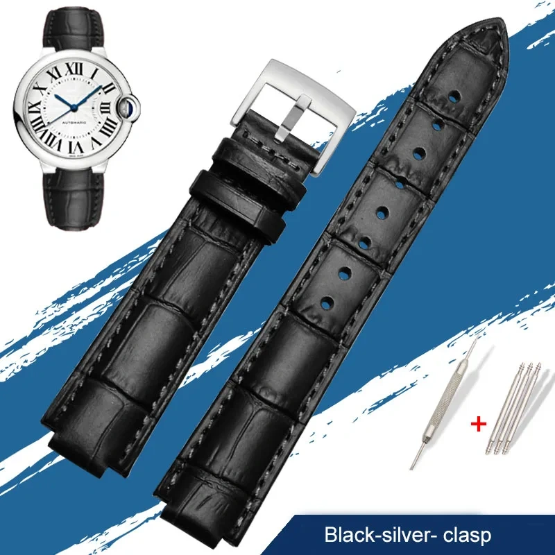 Genuine Leather Watch Band For Cartier Blue Balloon W69012Z4 W6900456/556 Series Men Women Watch Chain Watch Strap 16mm 18mm