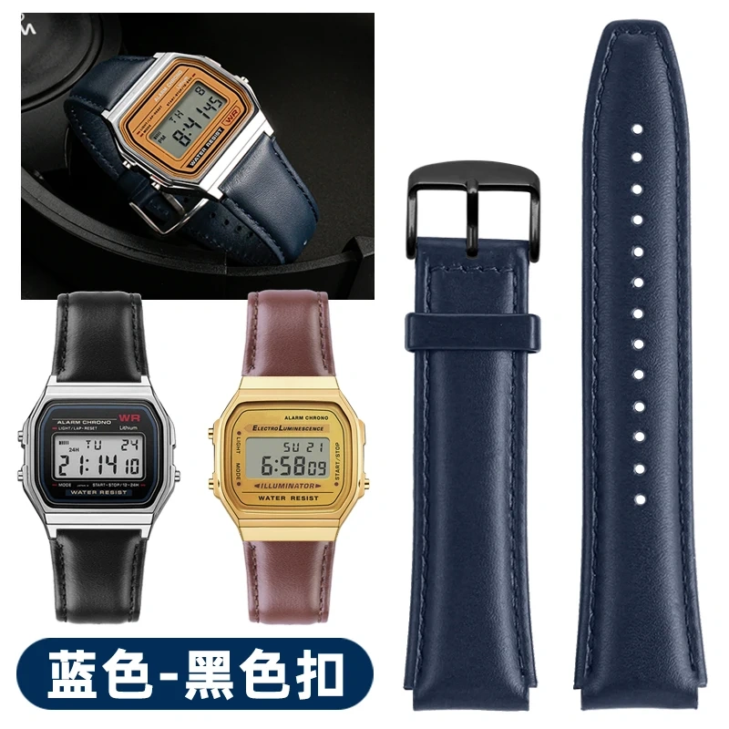 For Casio Vintage Leather Strap A158 A159 A169 F91W AE-1200  AE1300 SGW-300/400 AQ-150W Cowhide Watchband Men‘s Bracelet 18mm