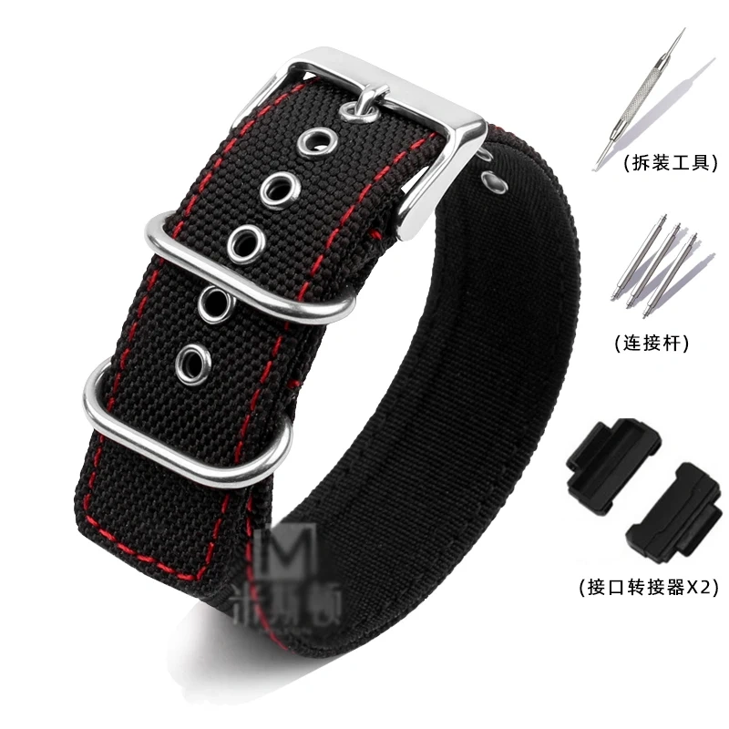 Soft 22MM Bracelet For Casio G-SHOCK Canvas Watch Strap DW-5600BBN GW-M5610 GA100/110 Modified Nylon Watch Band with Adapter