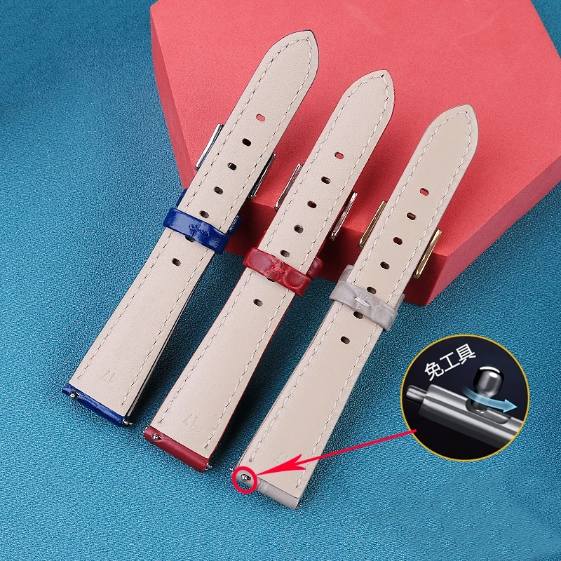 For Swarovski 5547642 5452498 5452501 551630 Watch Strap Green Water Ghost Women's Premium Leather Wristband 15MM 17MM Watchband