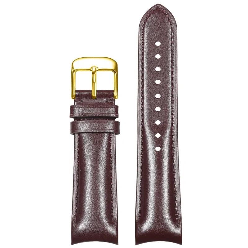 Curved End Leather Strap for Omega MoonSwatch Seamaster Speedmaster 20mm Release Genuine Leather Band accessories