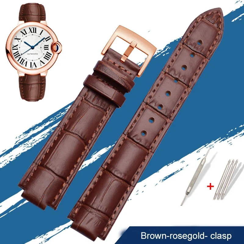 Genuine Leather Watch Band For Cartier Blue Balloon W69012Z4 W6900456/556 Series Men Women Watch Chain Watch Strap 16mm 18mm