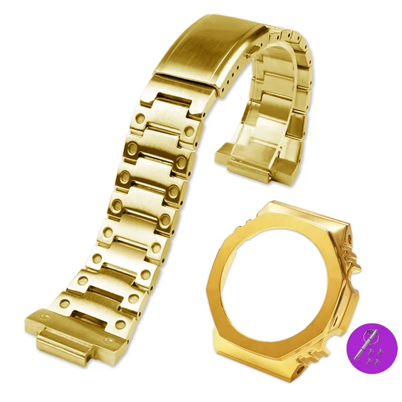 Watchband For Casio G-SHOCK GA-2100 GM2100 GA2100 watch change the solid stainless steel metal strap black silver gold bracelet