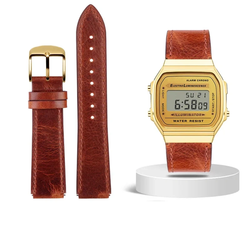 1200 Cow leather Strap 18mm For Casio AE-1200WH/1300/1000/A159W-N1 A158W/A168/f91w/ AQ-230 LA-680 Cowhide Watchband Men Bracelet
