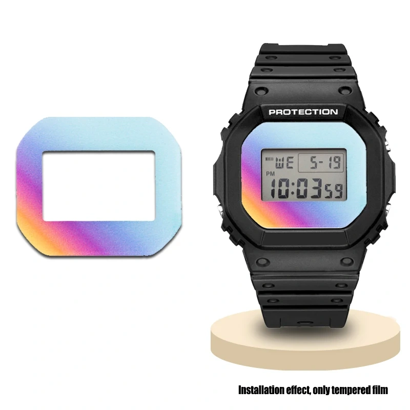 7 color For Casio DW-5600 watch toughened film Fashion A modified DW-5635 table mask mirror GW-B5600 Men table mirror glass film