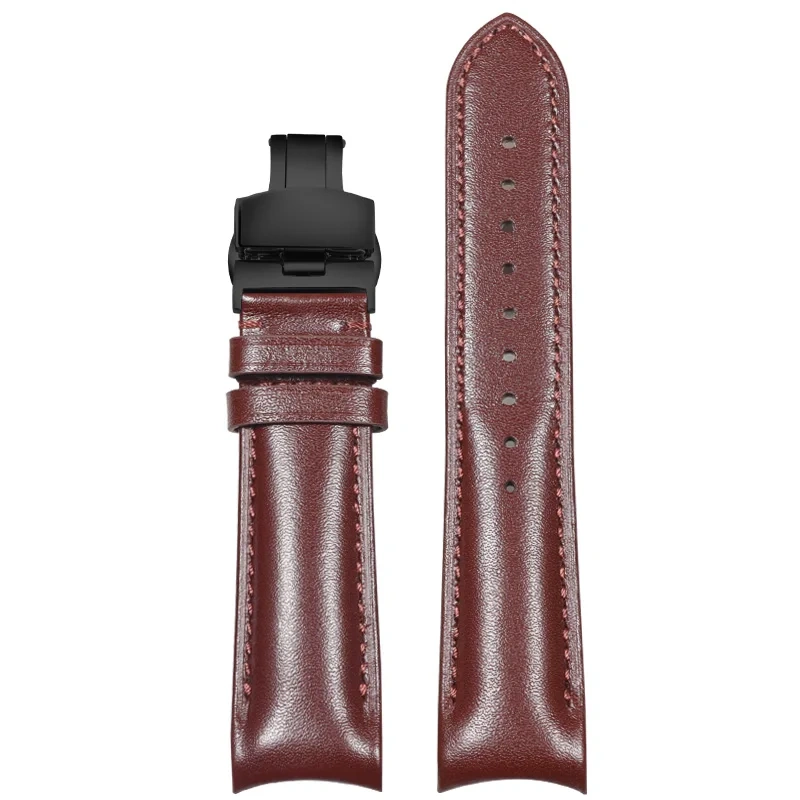 Curved End Leather Strap for Omega MoonSwatch Seamaster Speedmaster 20mm Release Genuine Leather Band accessories