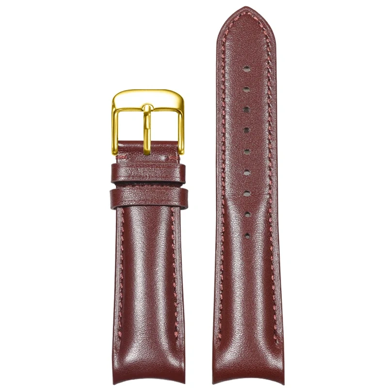 Curved End Leather Strap for Omega MoonSwatch Seamaster Speedmaster 20mm Release Genuine Leather Band accessories