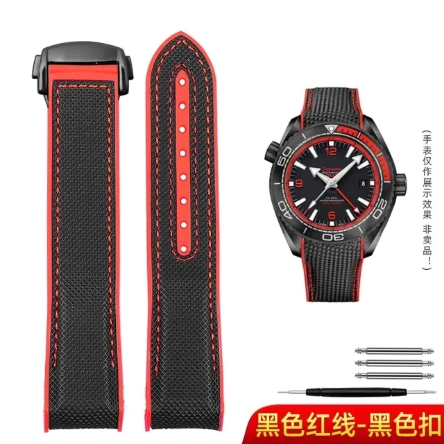 20mm 21 22mm Curved end Nylon Rubber Watchband For Omega SEAMASTER 300 PLANET OCEAN Men's strap Observatory AT150 8900 Bracelet