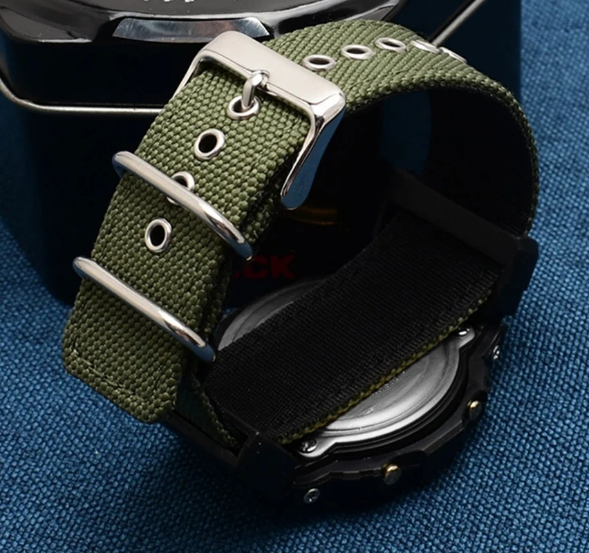 Soft 22MM Bracelet For Casio G-SHOCK Canvas Watch Strap DW-5600BBN GW-M5610 GA100/110 Modified Nylon Watch Band with Adapter