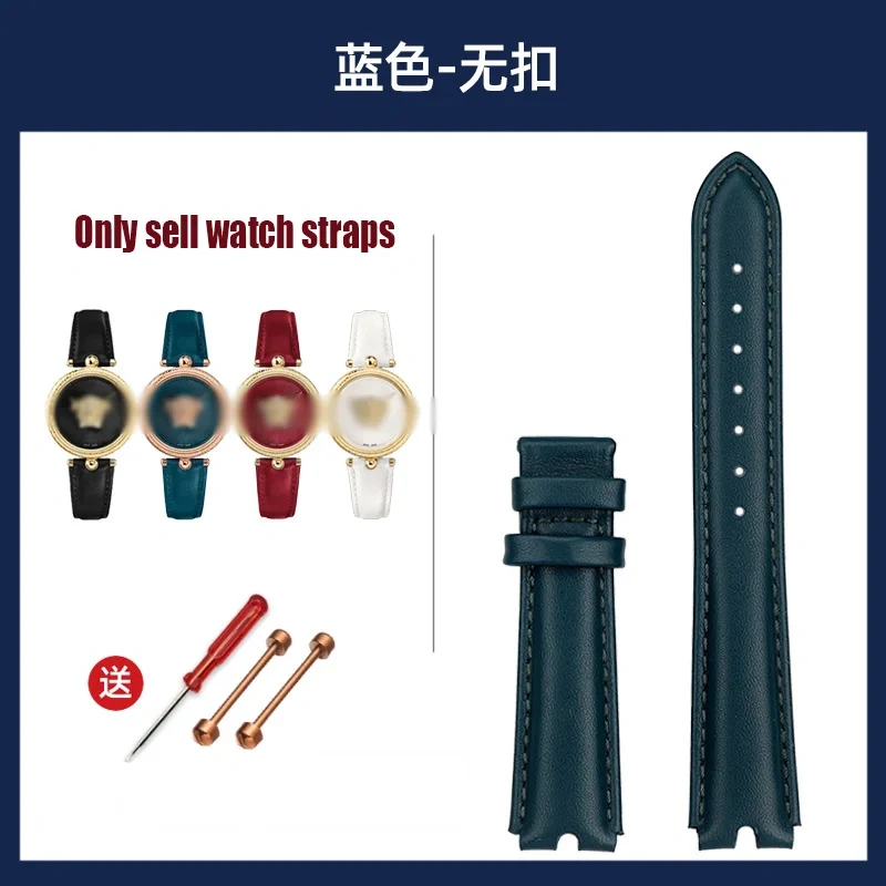 For VERSACE PALAZO Wristband Medusa Notched Genuine Leather Watch Band 18MM Women's Watch Strap VECQ00418/00118 Ladies Bracelet