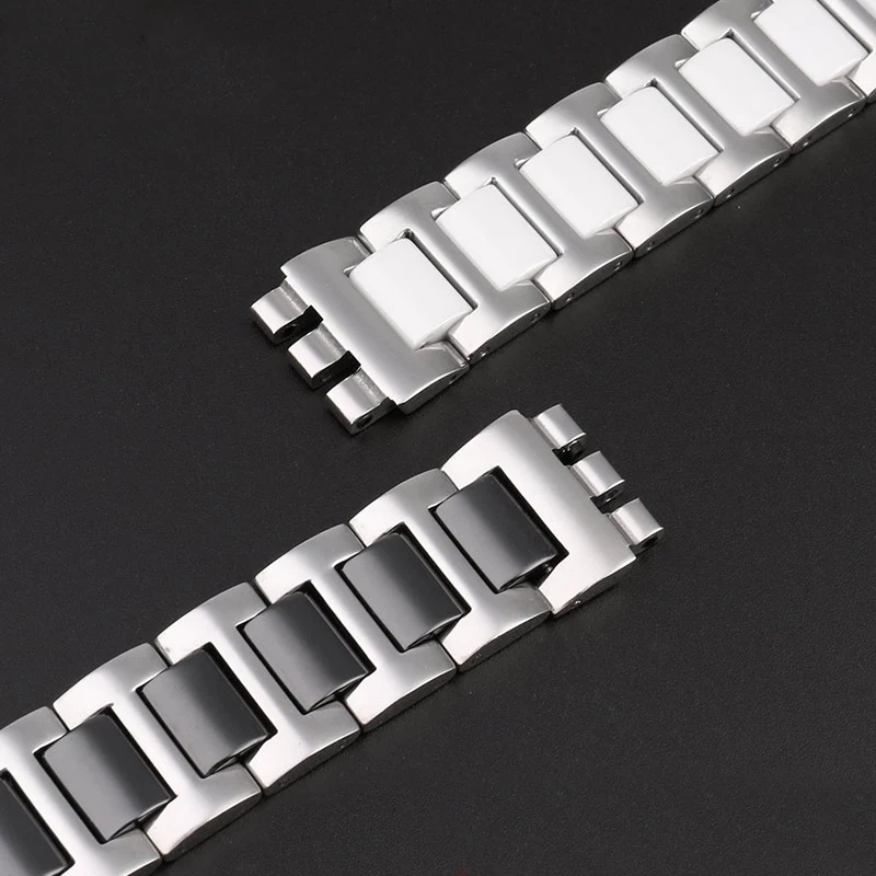 Ceramic Bracelet For Swatch Stainless Steel Wachband YVS434G YCS485GC 511GC 410GX YAS112G Watch Strap Men And Women 17MM 19MM