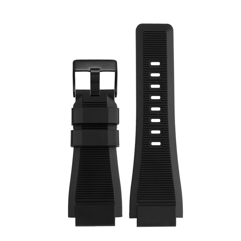 Raised Leather Watch Strap Frosted For Bell Ross Burrought BR0393 BR0392 Silicone Watchband Soft Men Cowhide Wristband 24MM