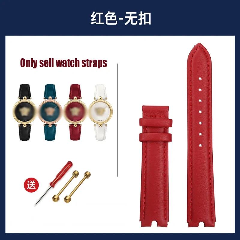 For VERSACE PALAZO Wristband Medusa Notched Genuine Leather Watch Band 18MM Women's Watch Strap VECQ00418/00118 Ladies Bracelet